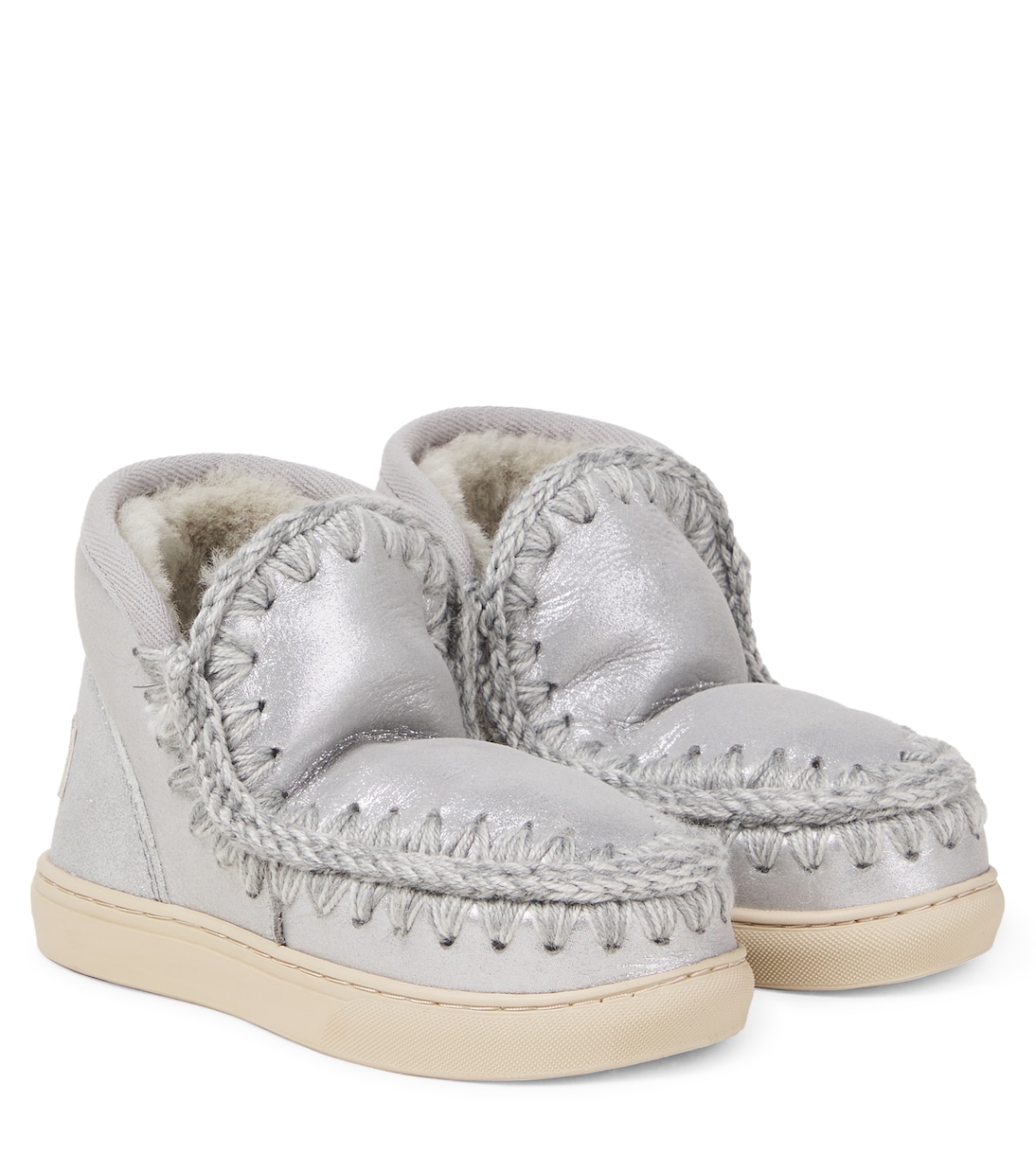 Embroidered shearling-lined suede boots | Mou Kids