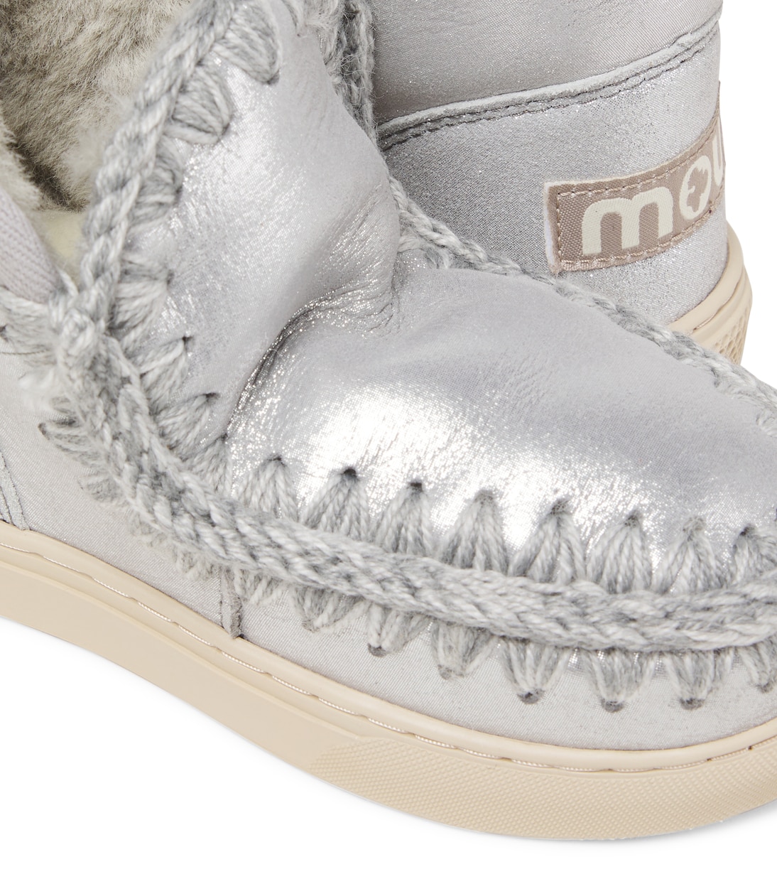 Embroidered shearling-lined suede boots | Mou Kids