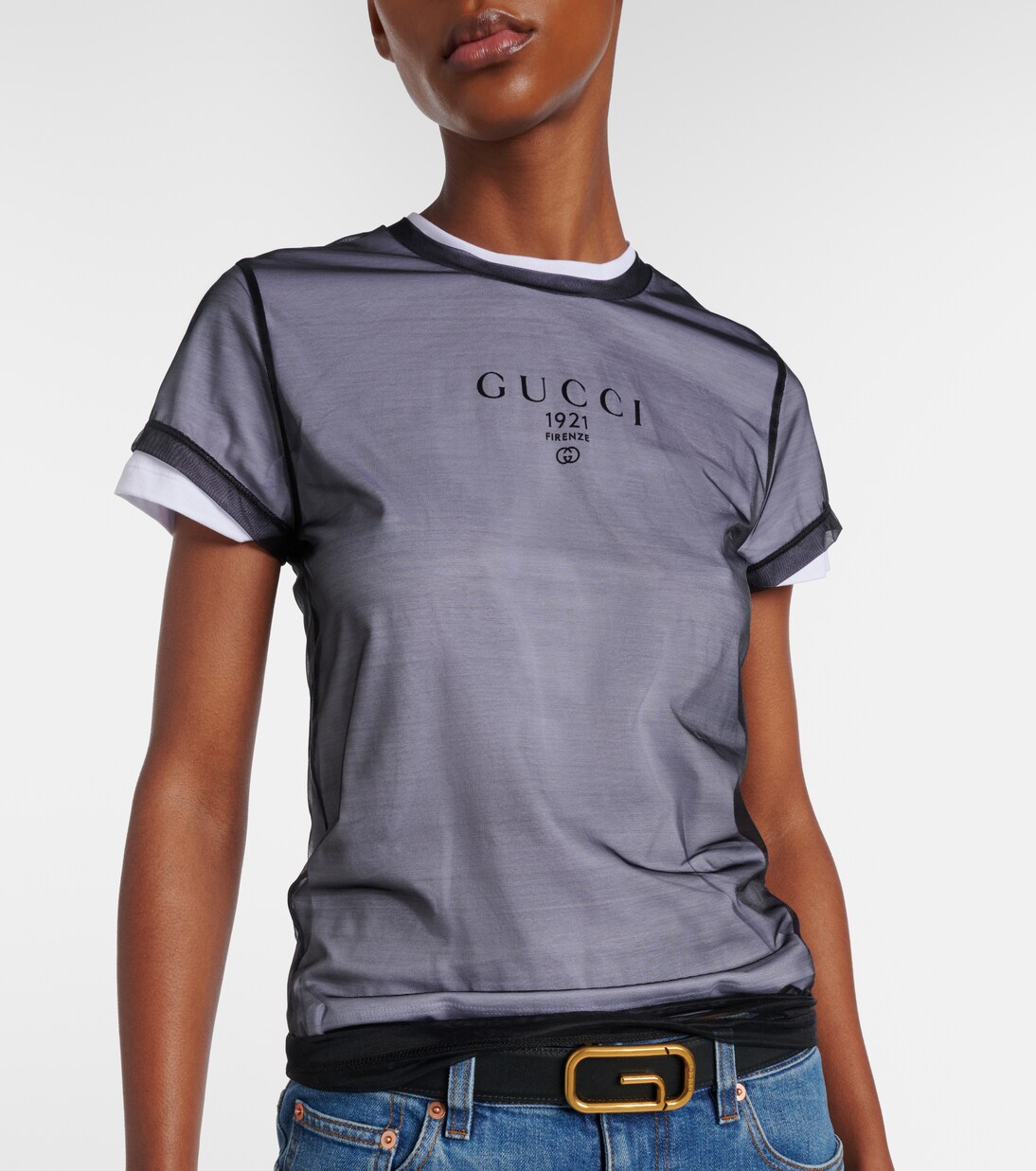 Layered cotton-blend jersey T-shirt | Gucci