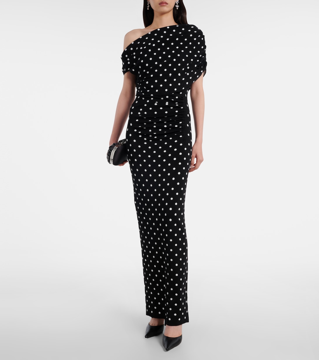Polka-dot asymmetric maxi dress | Self-Portrait