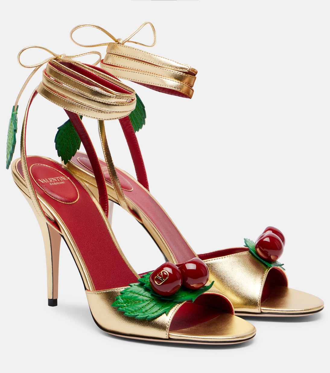 Cherryfic 100 metallic leather sandals | Valentino Garavani