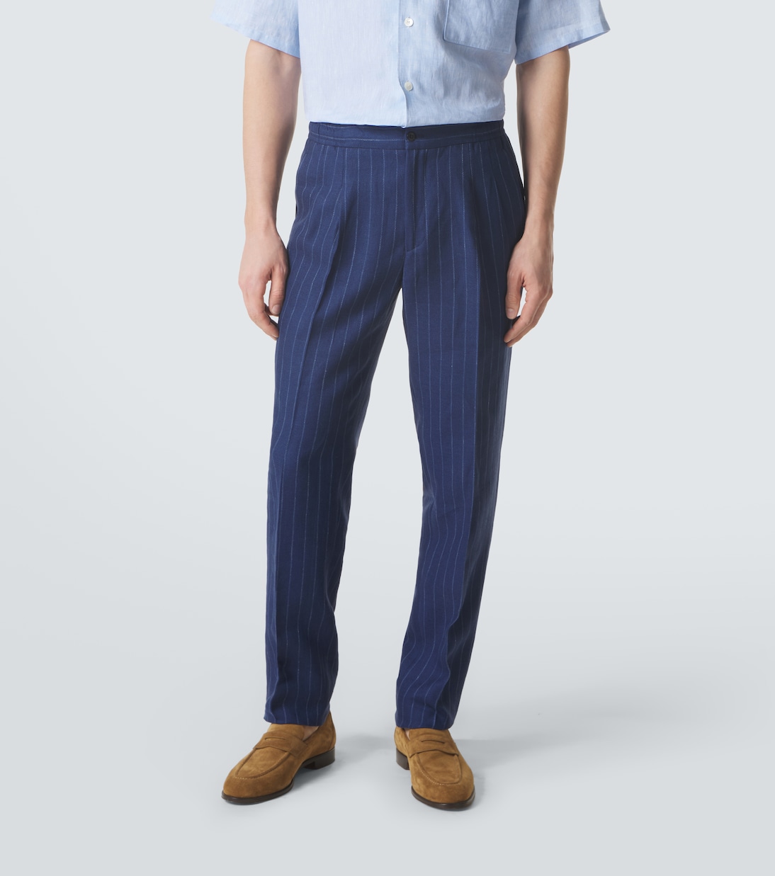 Pantalon droit en laine et lin | Rubinacci