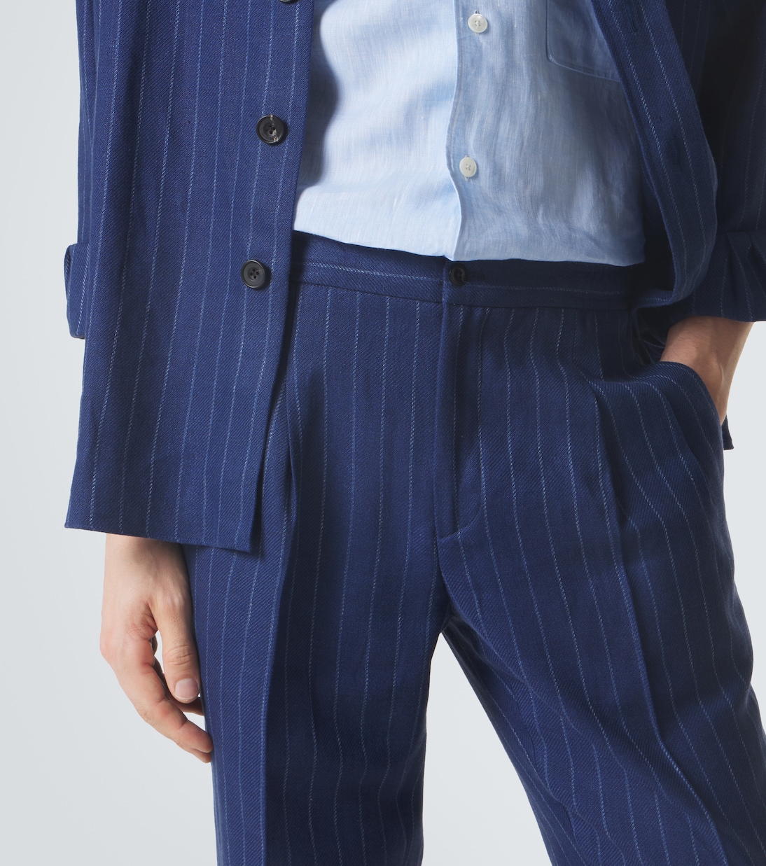 Pantalon droit en laine et lin | Rubinacci