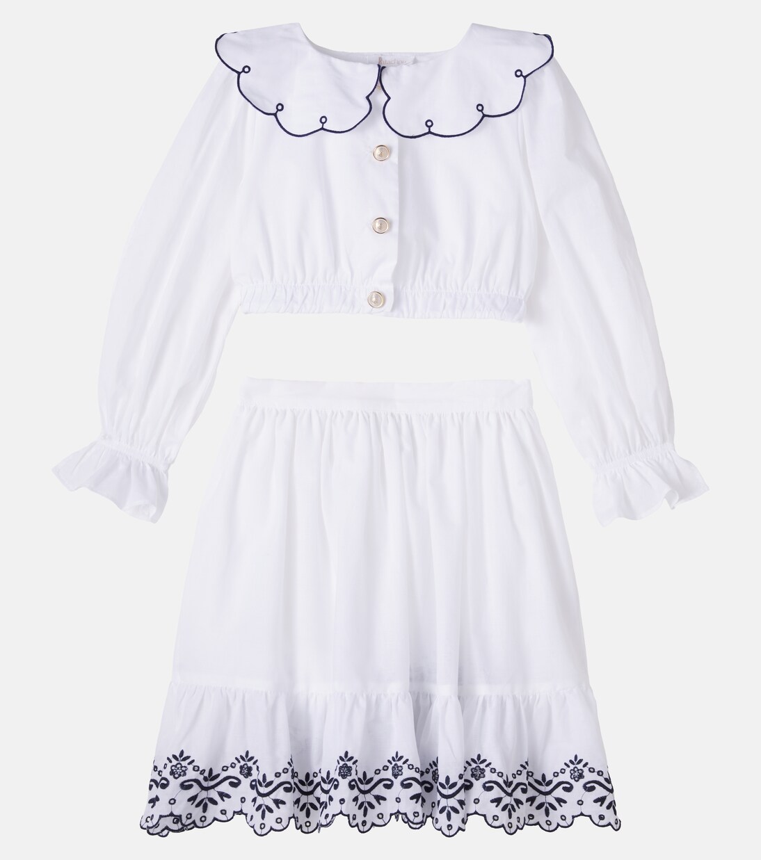 Embroidered cotton top and skirt set | Patachou