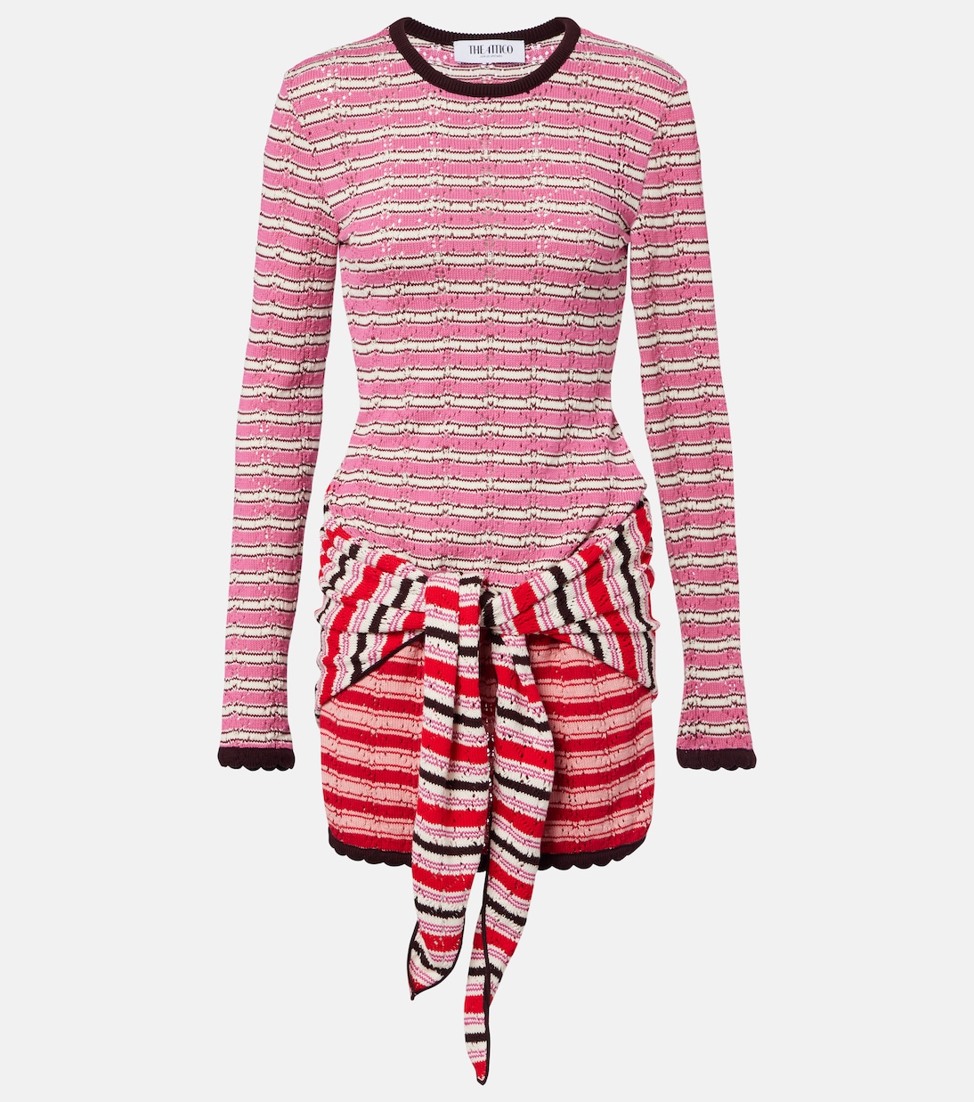 Striped crochet cotton minidress | The Attico