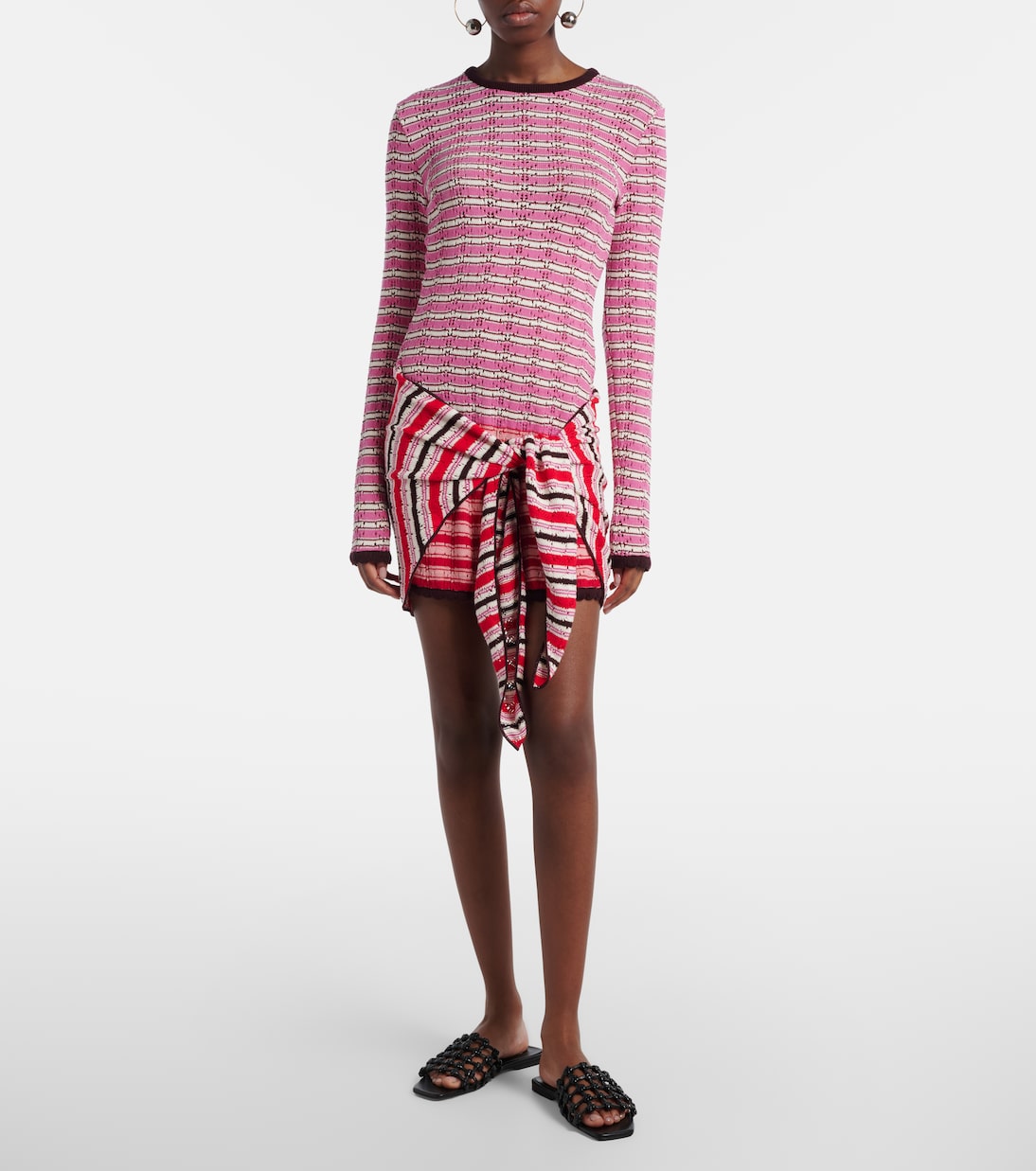 Striped crochet cotton minidress | The Attico