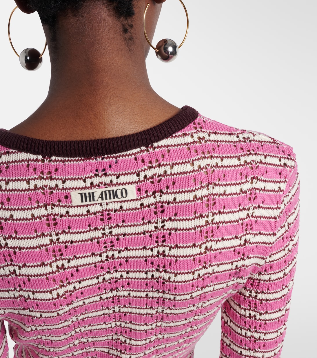 Striped crochet cotton minidress | The Attico