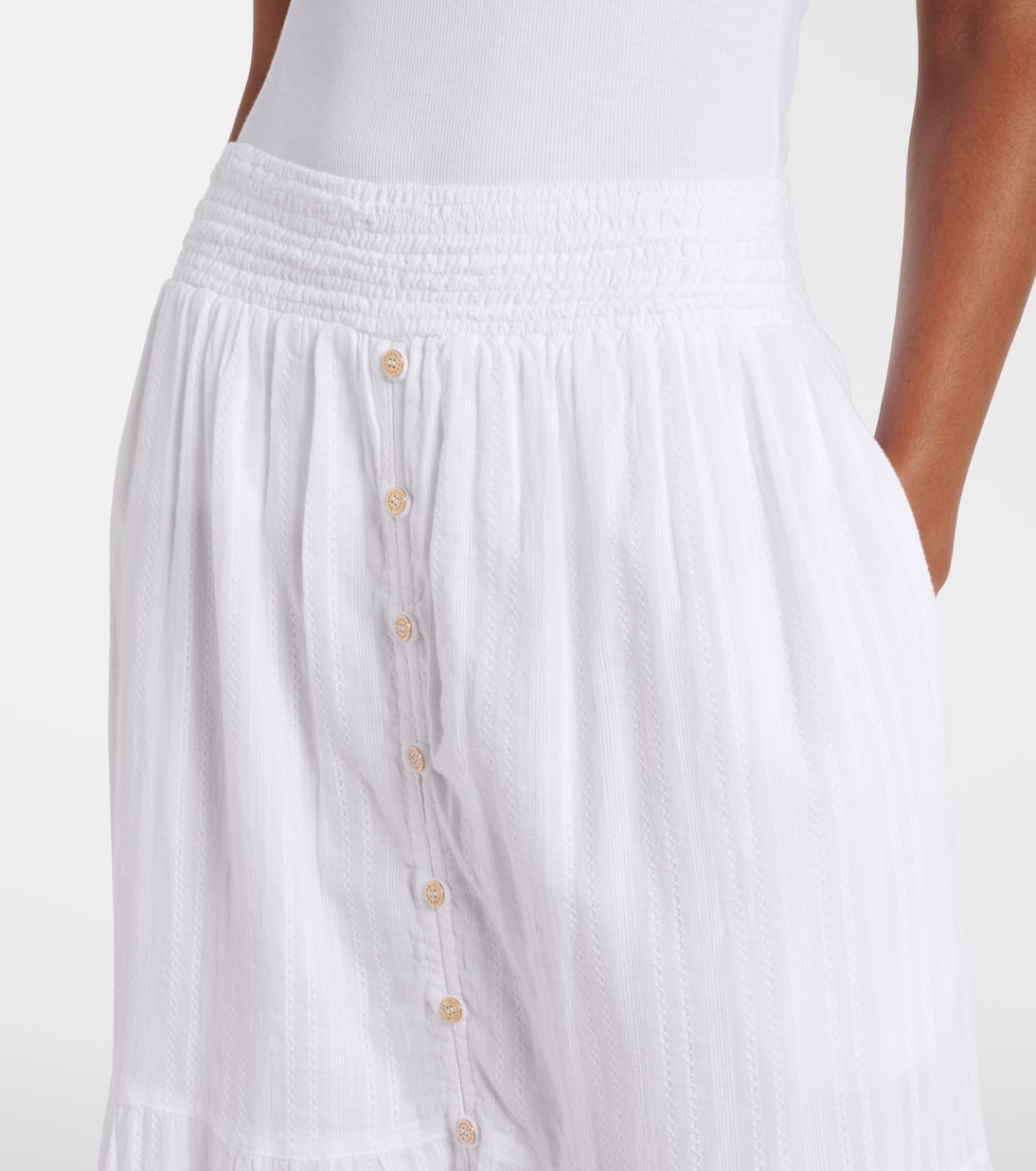 Jupe longue Dee en coton à volants | Melissa Odabash