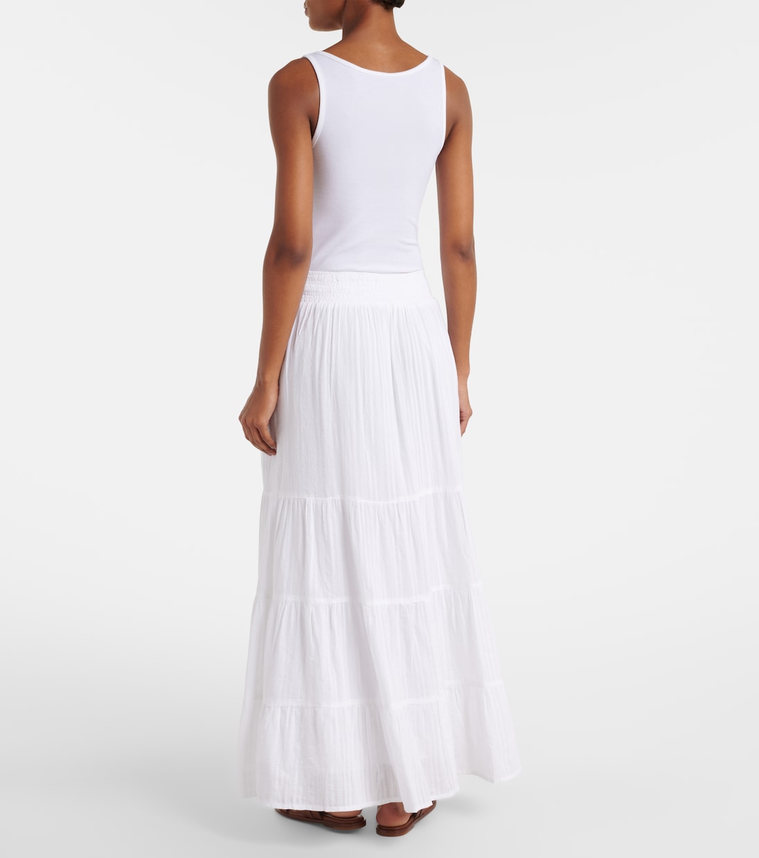 Jupe longue Dee en coton à volants | Melissa Odabash