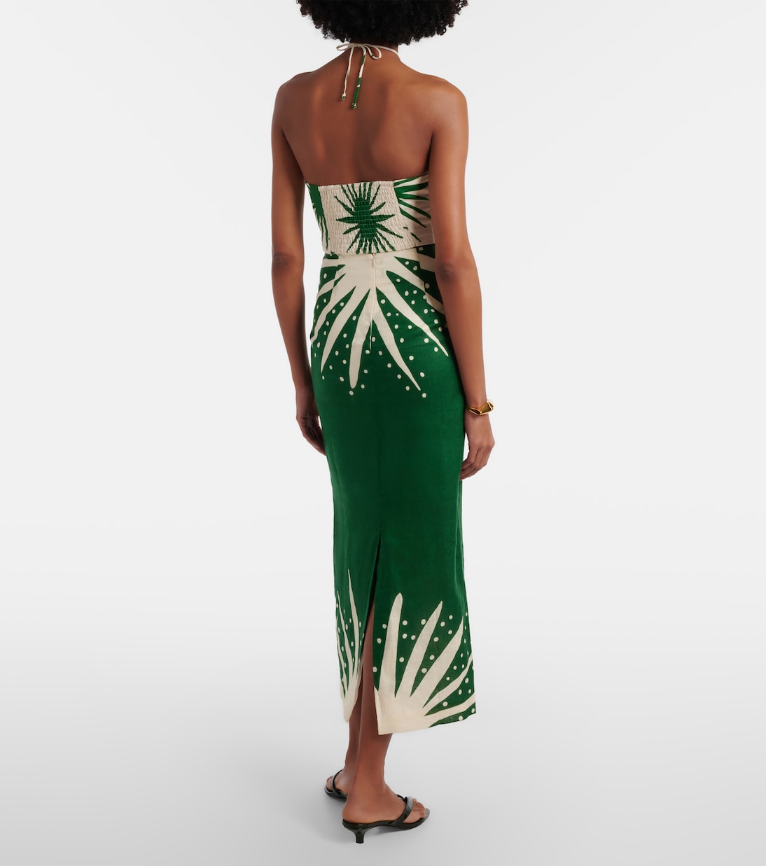 Bruna亚麻印花中长半身裙 | Cala de la Cruz