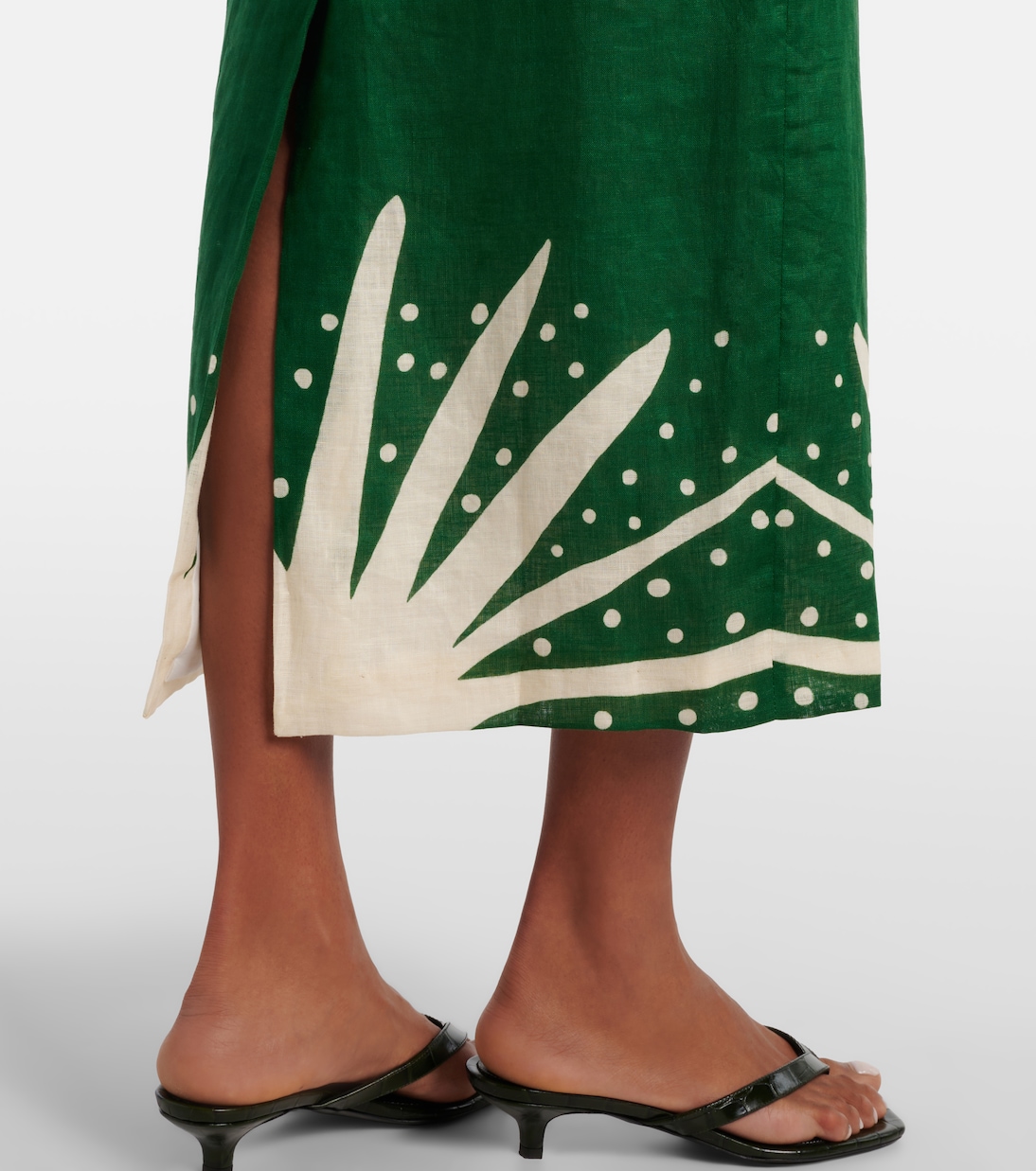 Bruna亚麻印花中长半身裙 | Cala de la Cruz