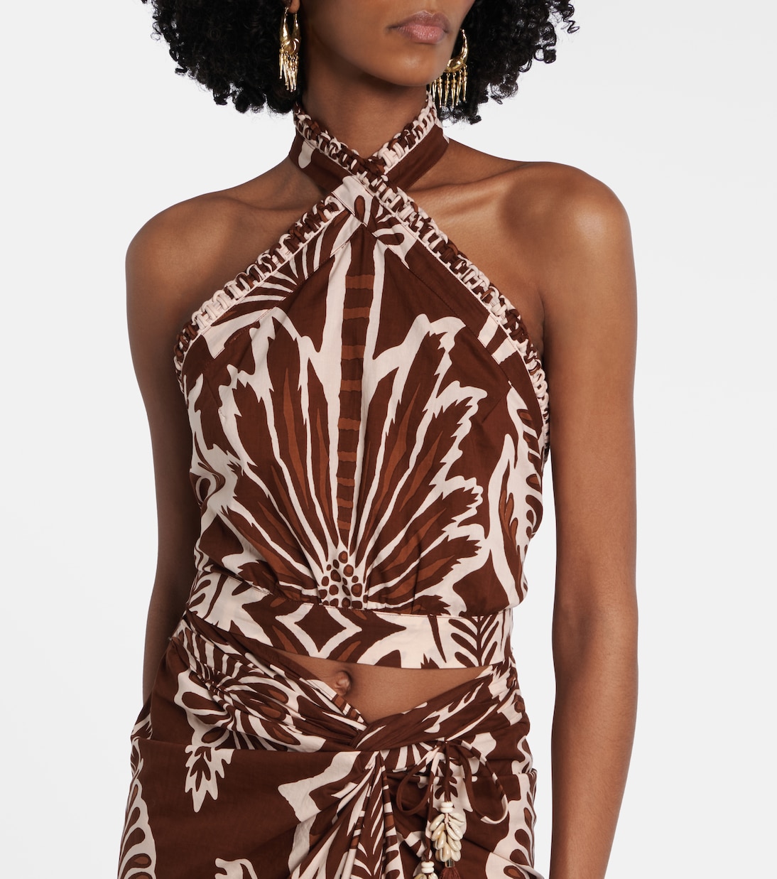 Suma printed cotton crop top | Poupette St Barth