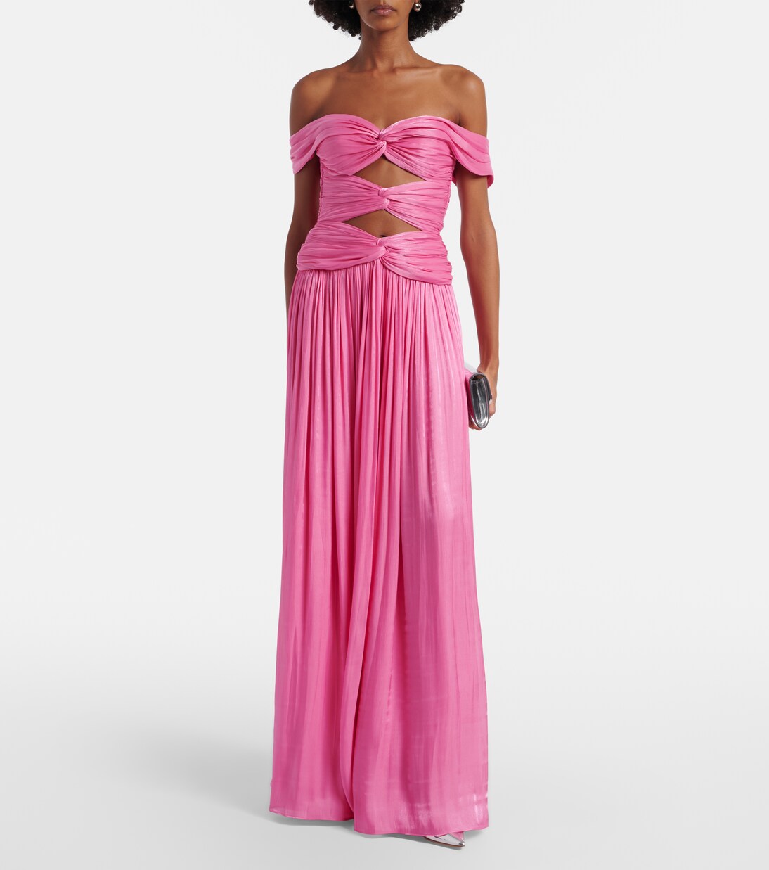 Cutout Lurex georgette gown | Costarellos