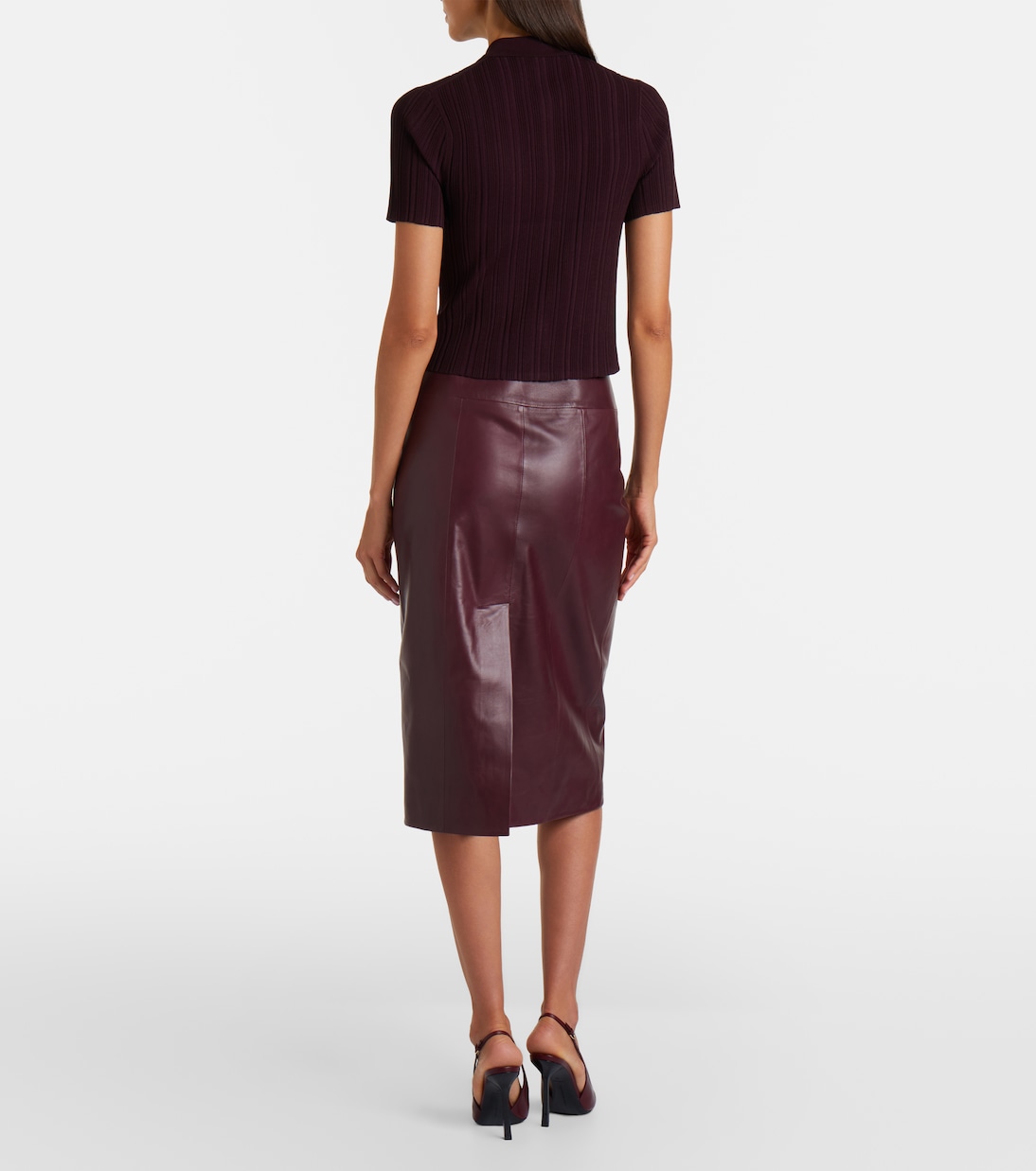 Midirock aus Leder  | Victoria Beckham
