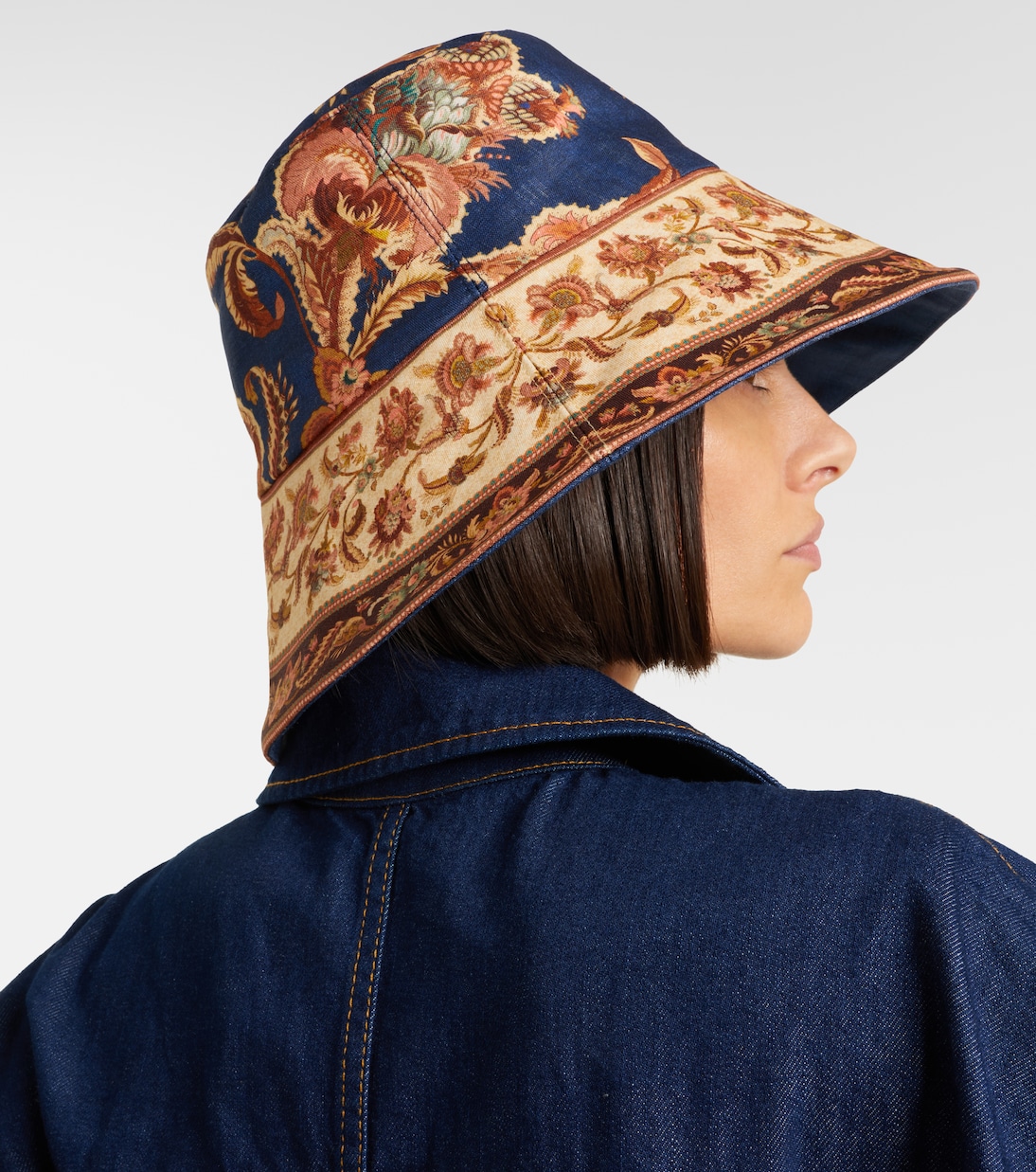 Reversible printed linen bucket hat | Zimmermann
