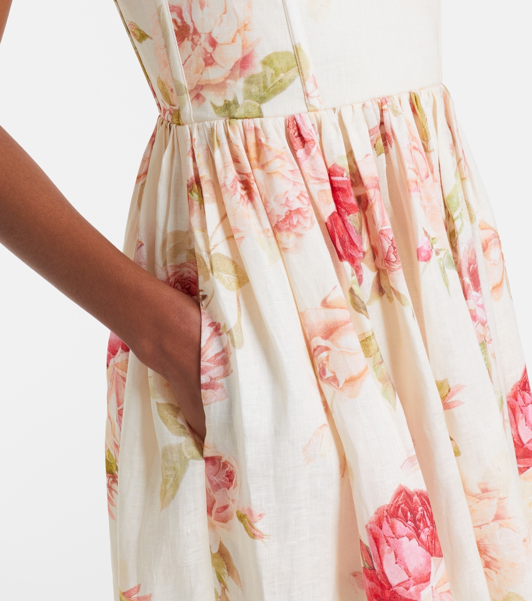 Midikleid Roselight aus Leinen mit Spitze | Zimmermann