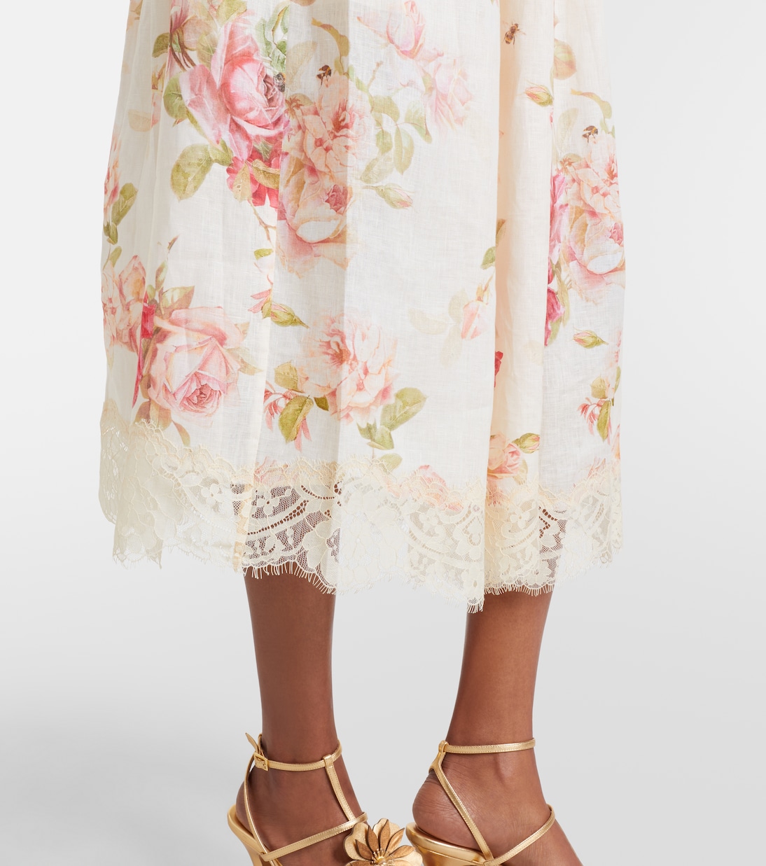 Midikleid Roselight aus Leinen mit Spitze | Zimmermann