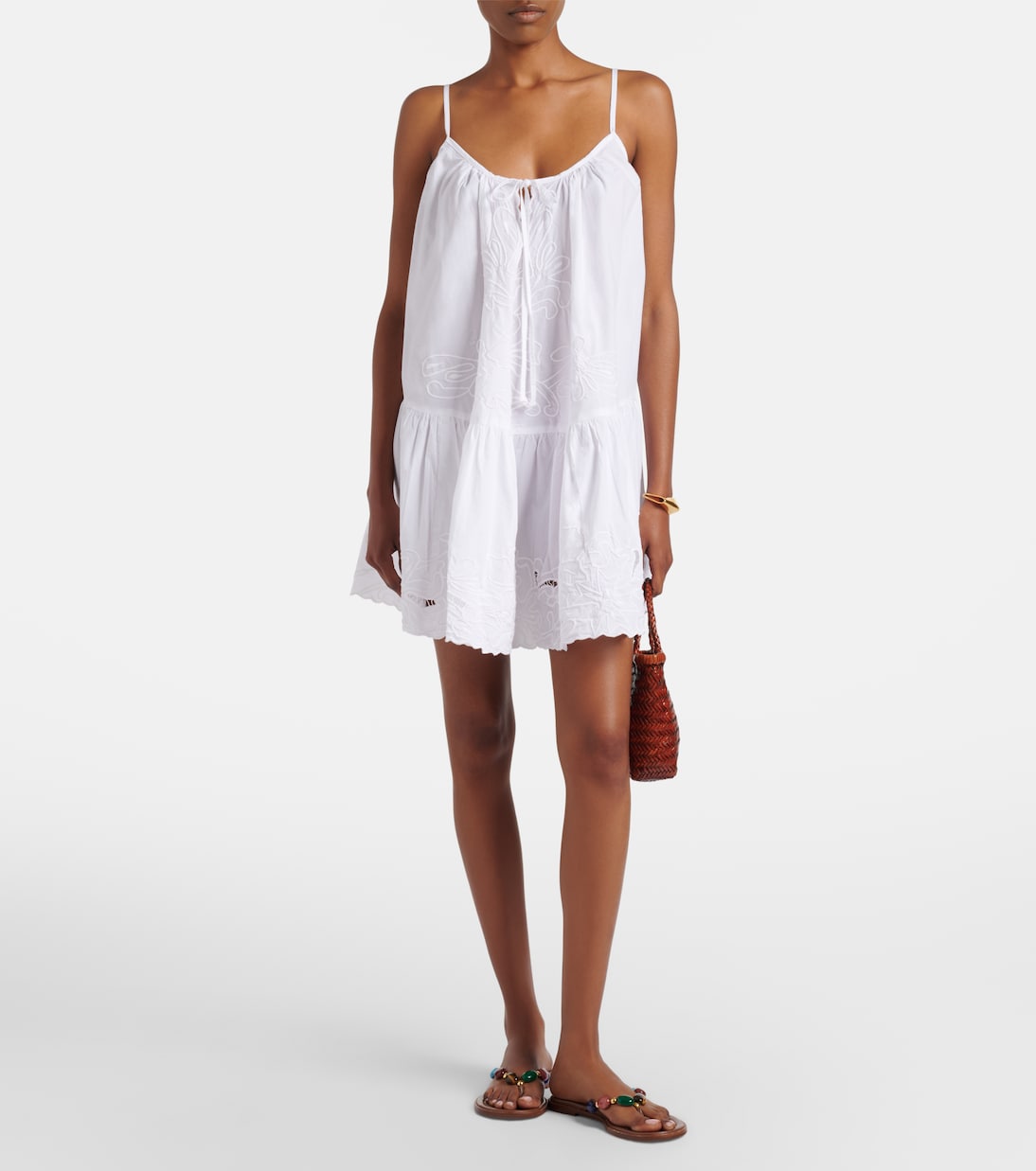 Embroidered cotton poplin minidress | Juliet Dunn