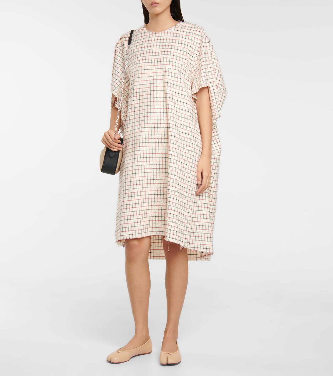 Robe midi en laine à carreaux | Maison Margiela
