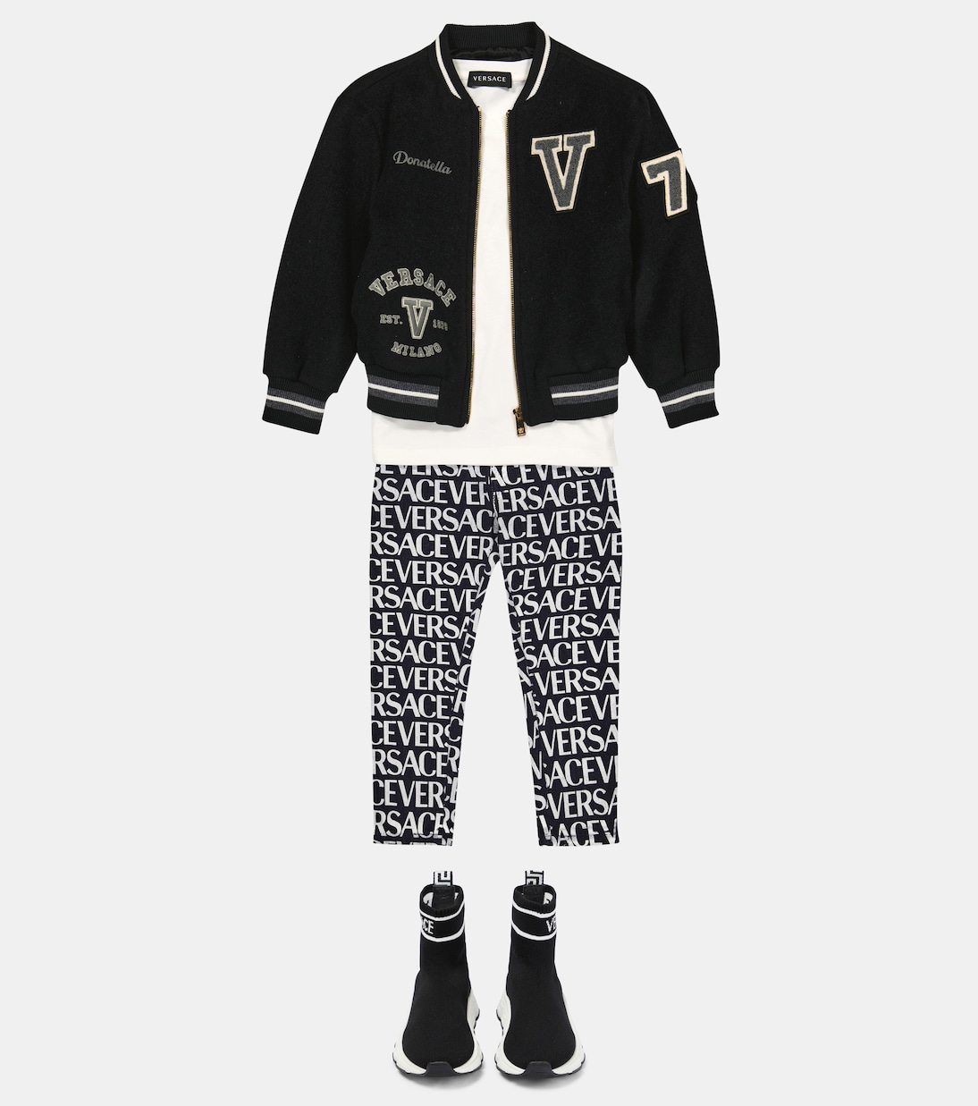 Logo print cotton jeans | Versace Kids