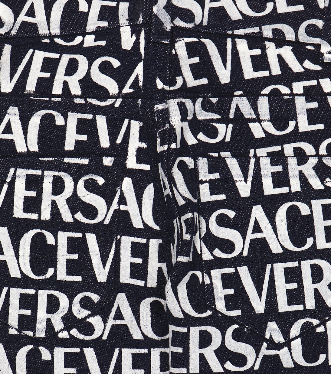 Logo print cotton jeans | Versace Kids