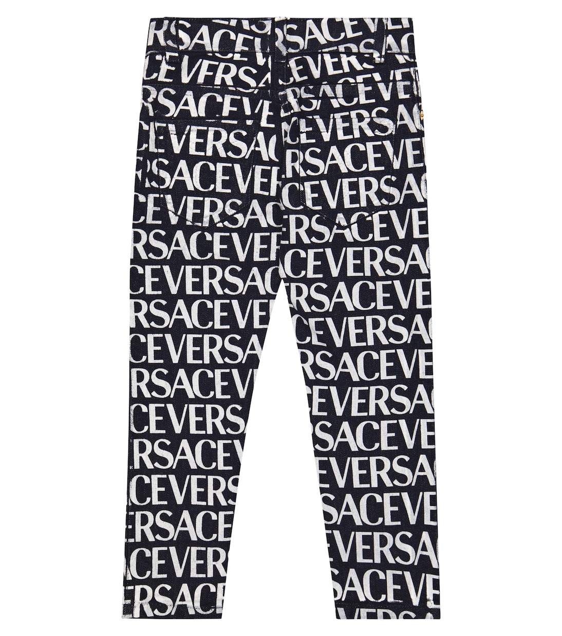 Logo print cotton jeans | Versace Kids