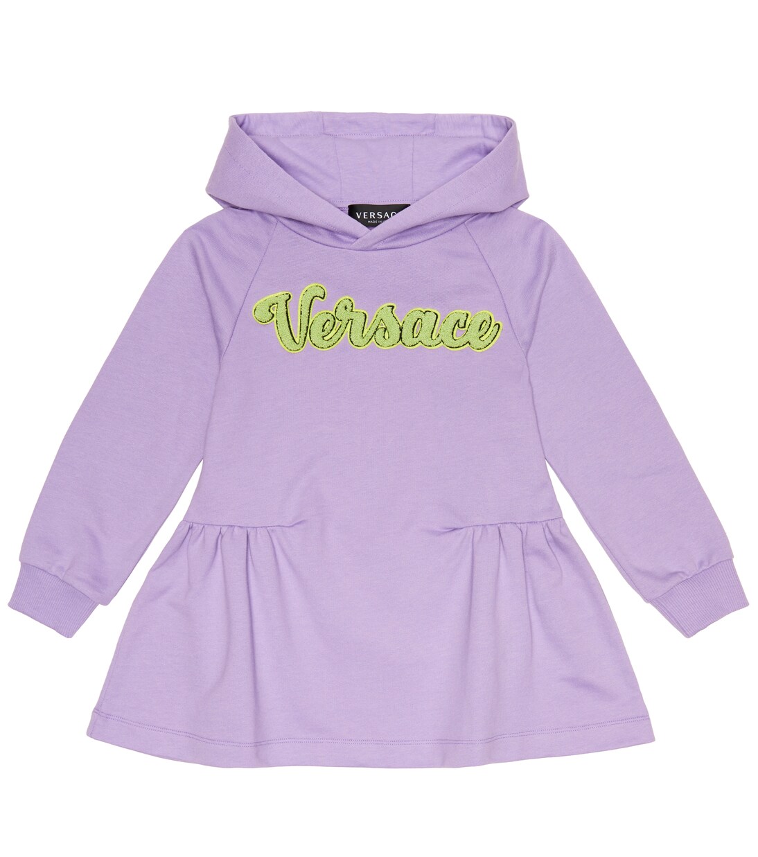 Logo cotton hoodie dress | Versace Kids