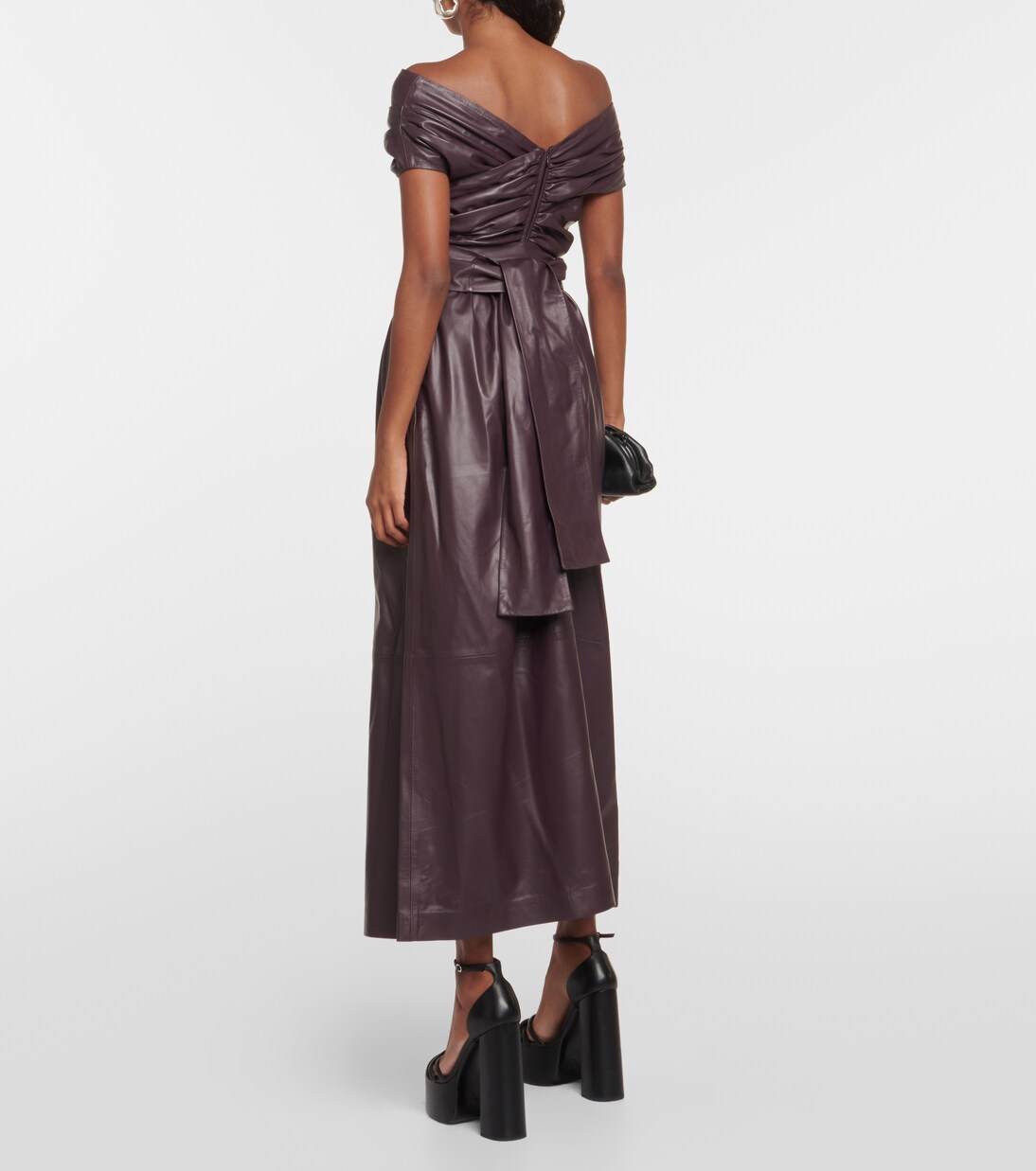 Off-Shoulder-Maxikleid Corfu aus Leder | Altuzarra