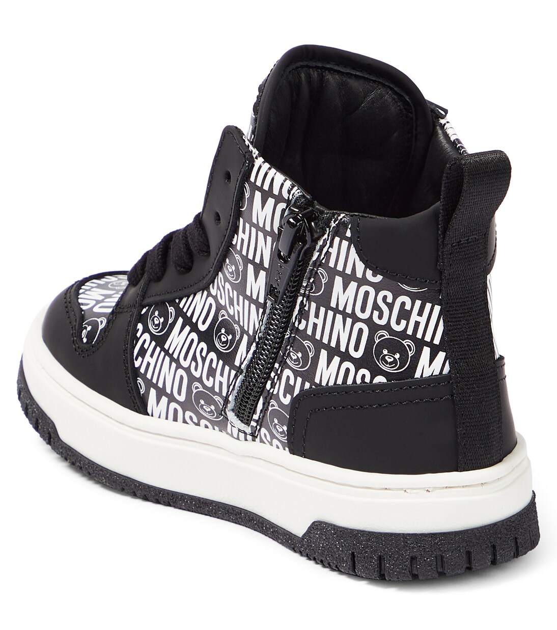 Logo high-top leather sneakers | Moschino Kids