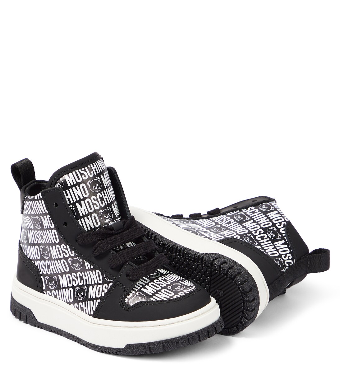 Logo high-top leather sneakers | Moschino Kids