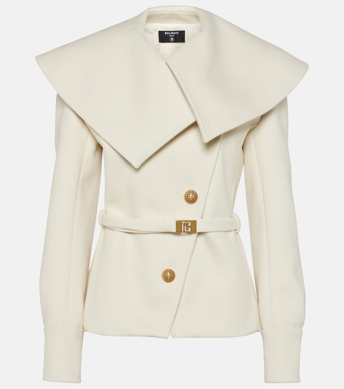 Asymmetric virgin wool coat   | Balmain