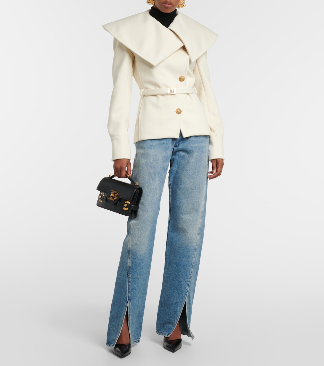 Asymmetric virgin wool coat   | Balmain