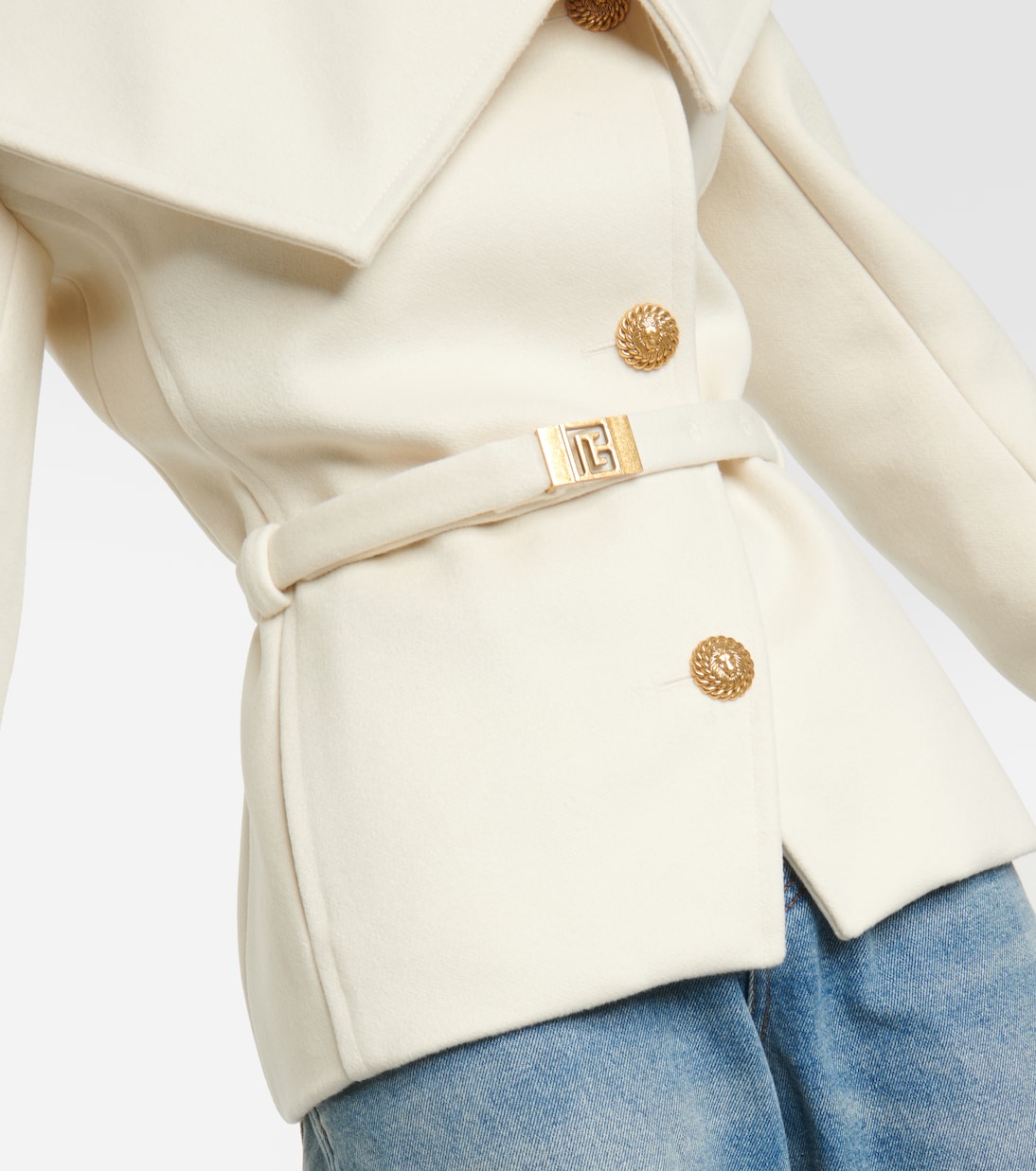 Asymmetric virgin wool coat   | Balmain