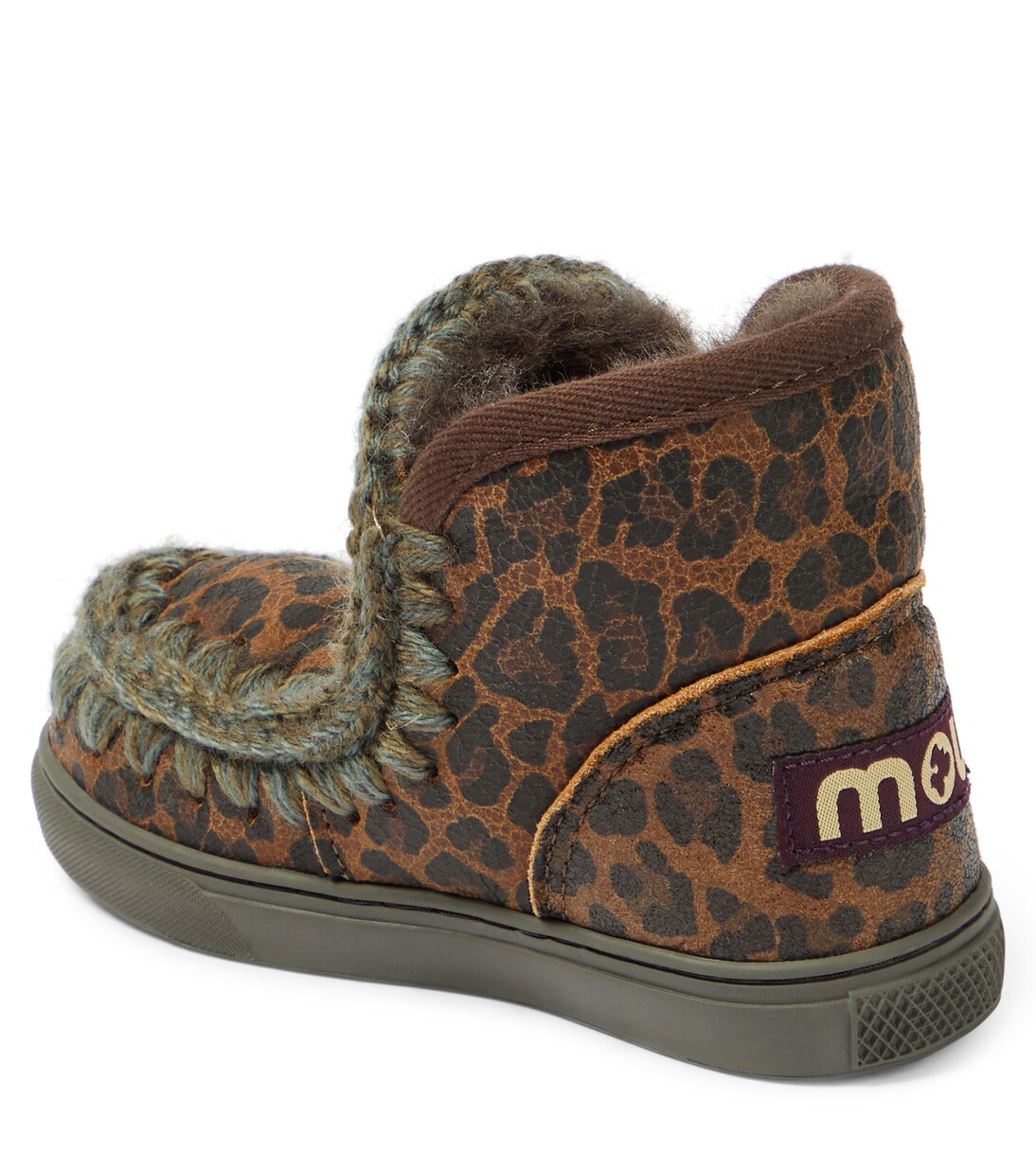 Shearling-lined leopard-print suede sneakers | Mou Kids