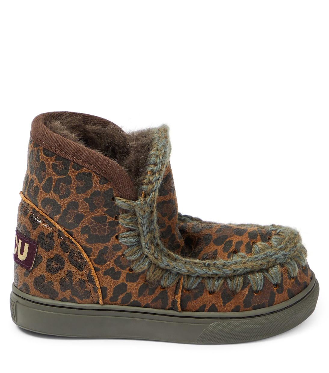 Shearling-lined leopard-print suede sneakers | Mou Kids