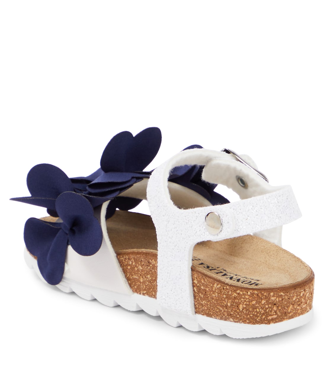 Glitter leather-trimmed sandals | Monnalisa