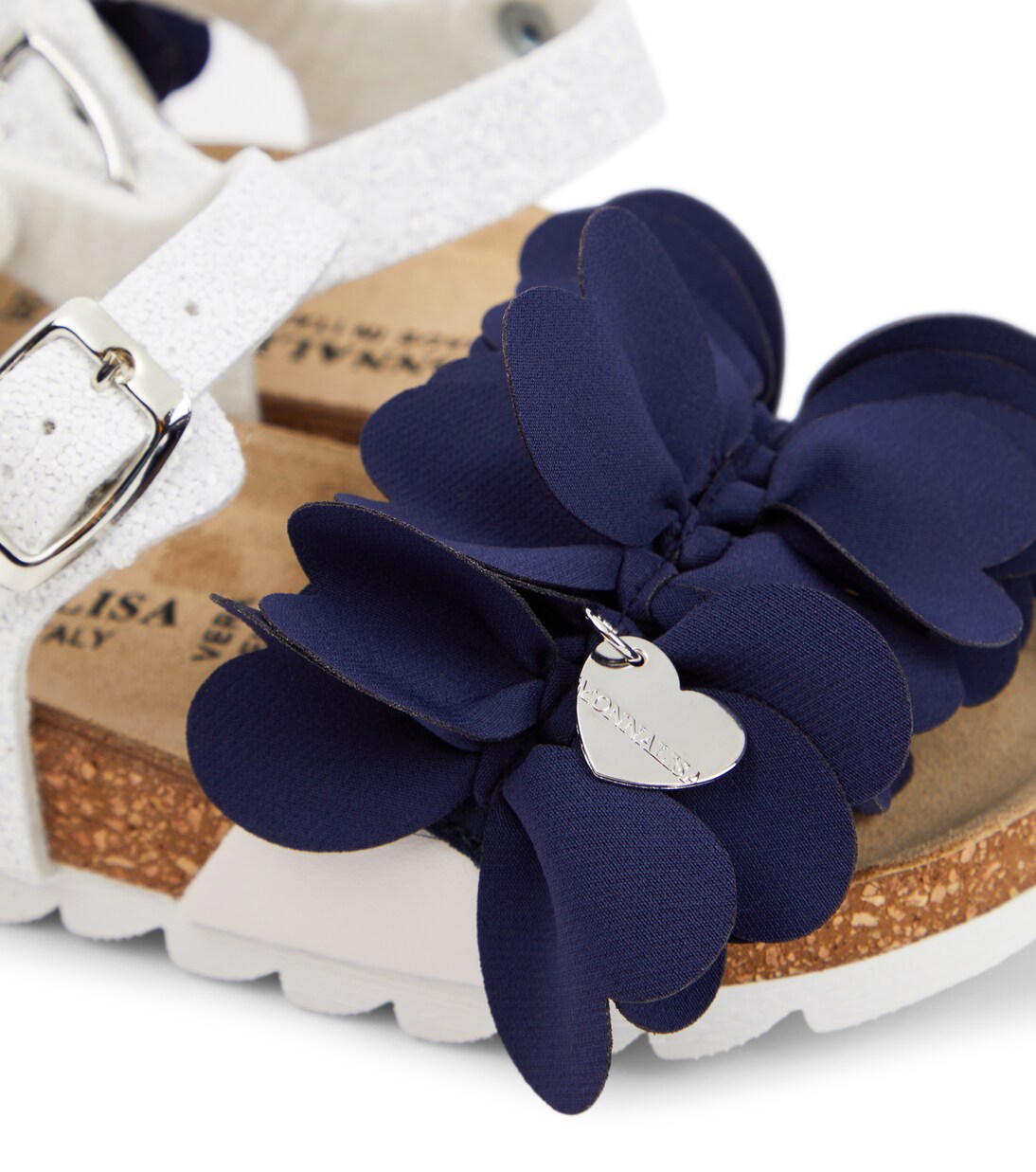 Glitter leather-trimmed sandals | Monnalisa