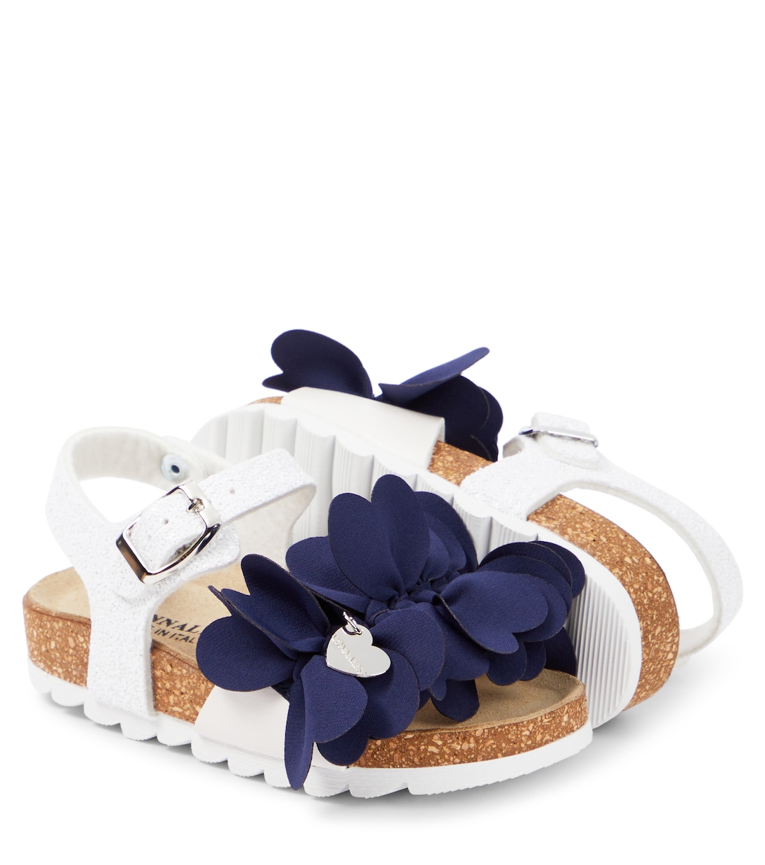 Glitter leather-trimmed sandals | Monnalisa