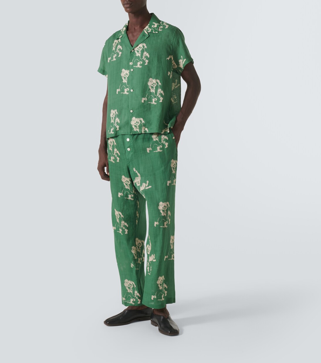 Football Silhouette linen shirt | Bode