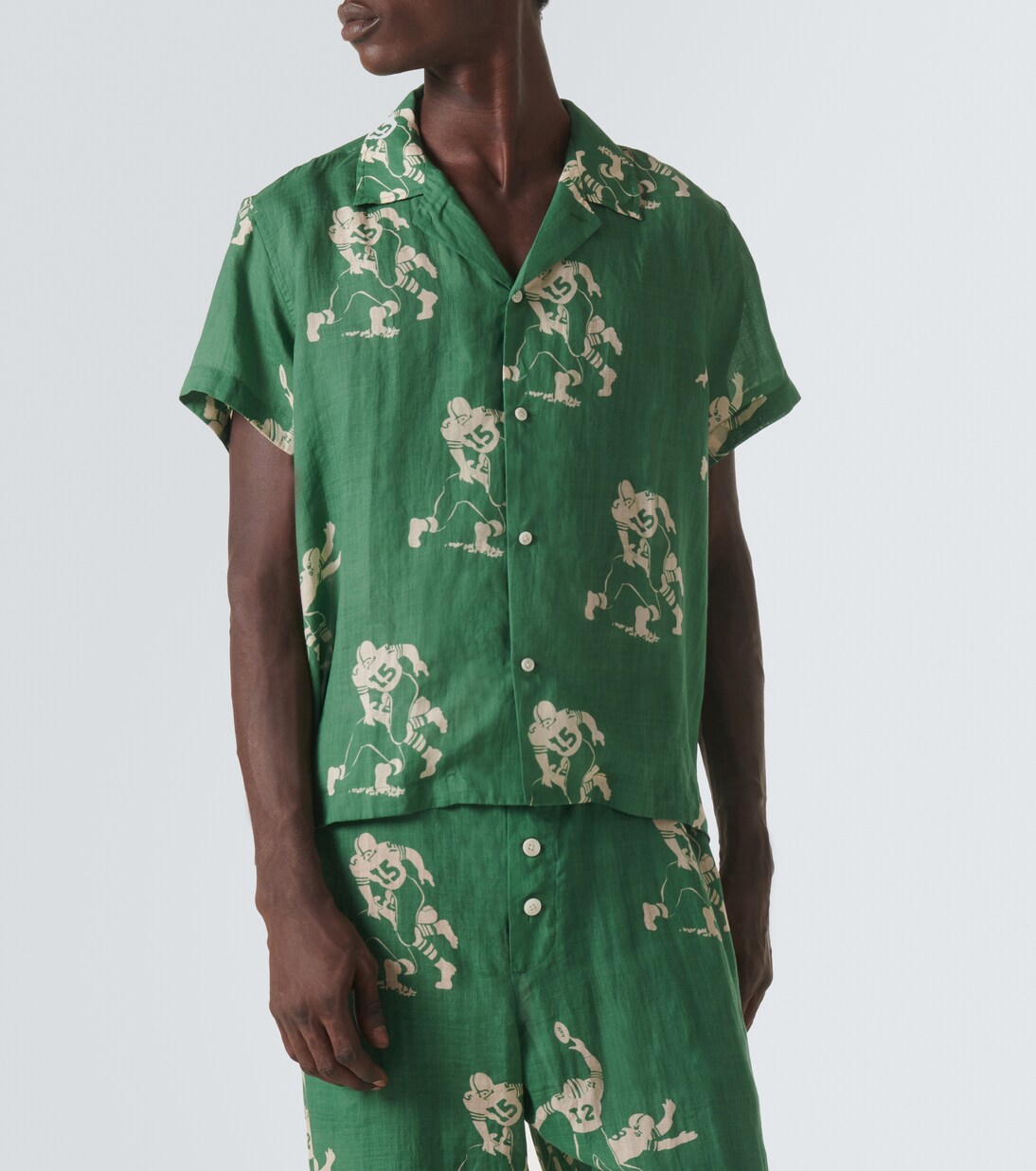 Football Silhouette linen shirt | Bode