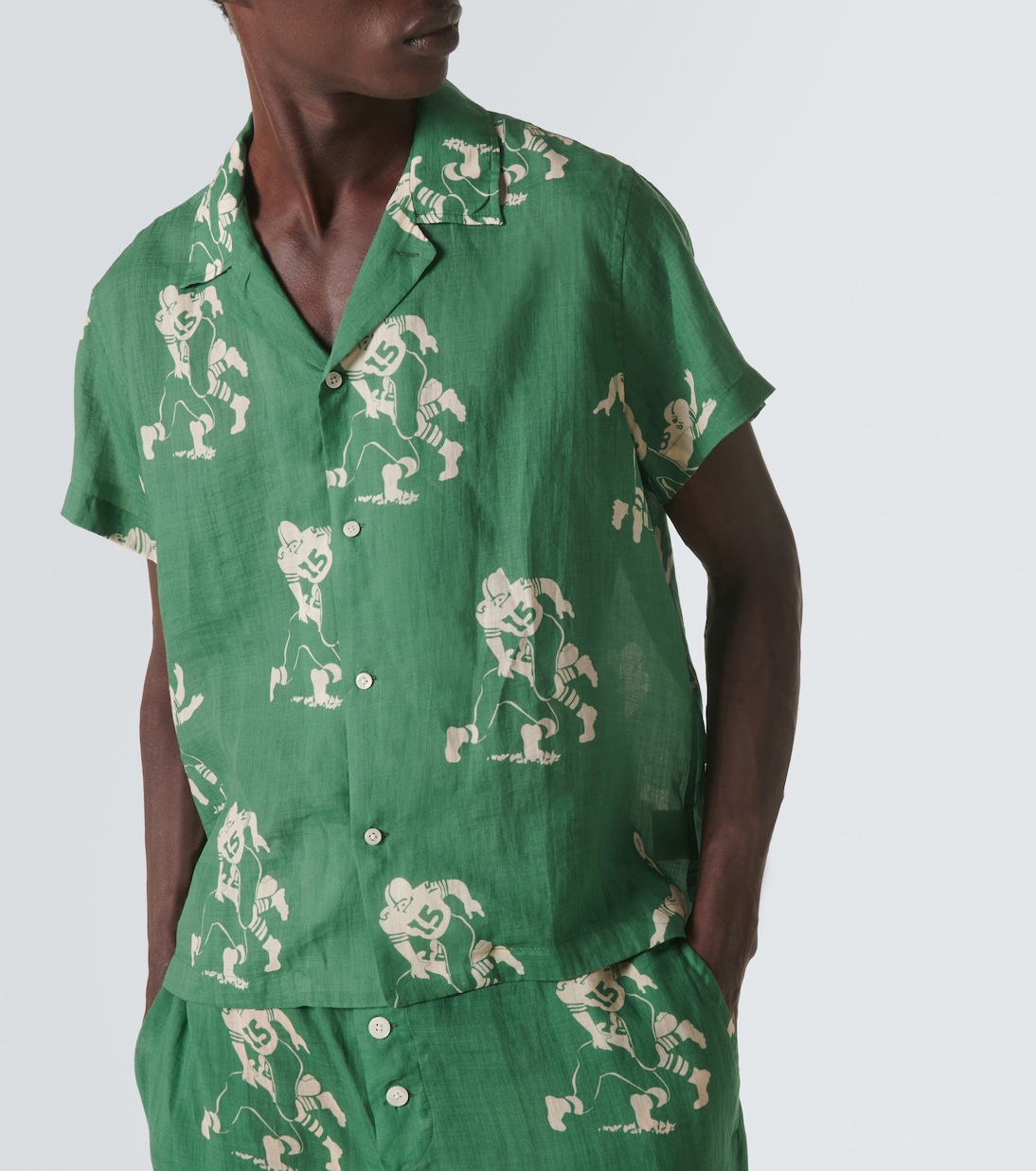 Football Silhouette linen shirt | Bode