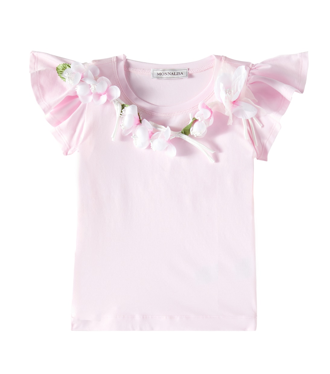 Camiseta de algodón con apliques florales | Monnalisa