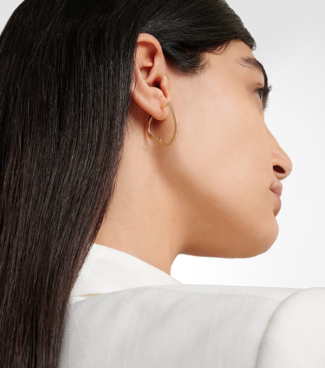 Antifer Heart Large 18kt rose gold single hoop earring with diamonds | Repossi