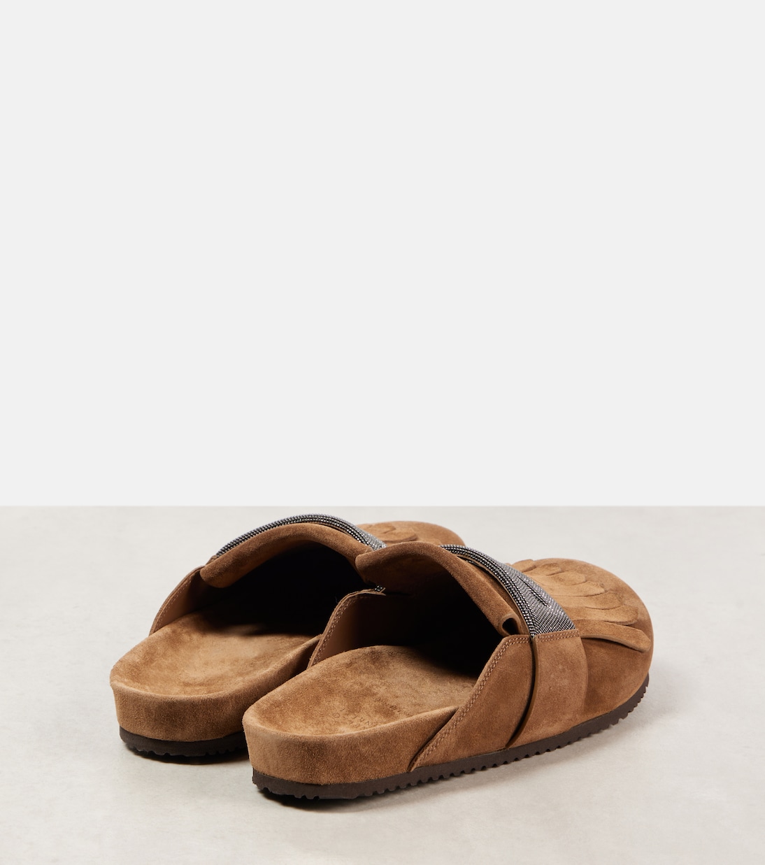 Fringed suede slippers | Brunello Cucinelli