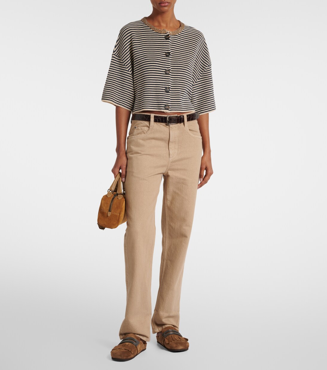 Fringed suede slippers | Brunello Cucinelli