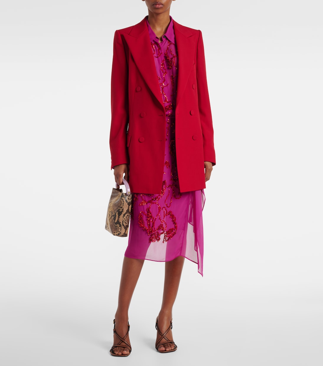 Sequined draped chiffon midi skirt | Dries Van Noten