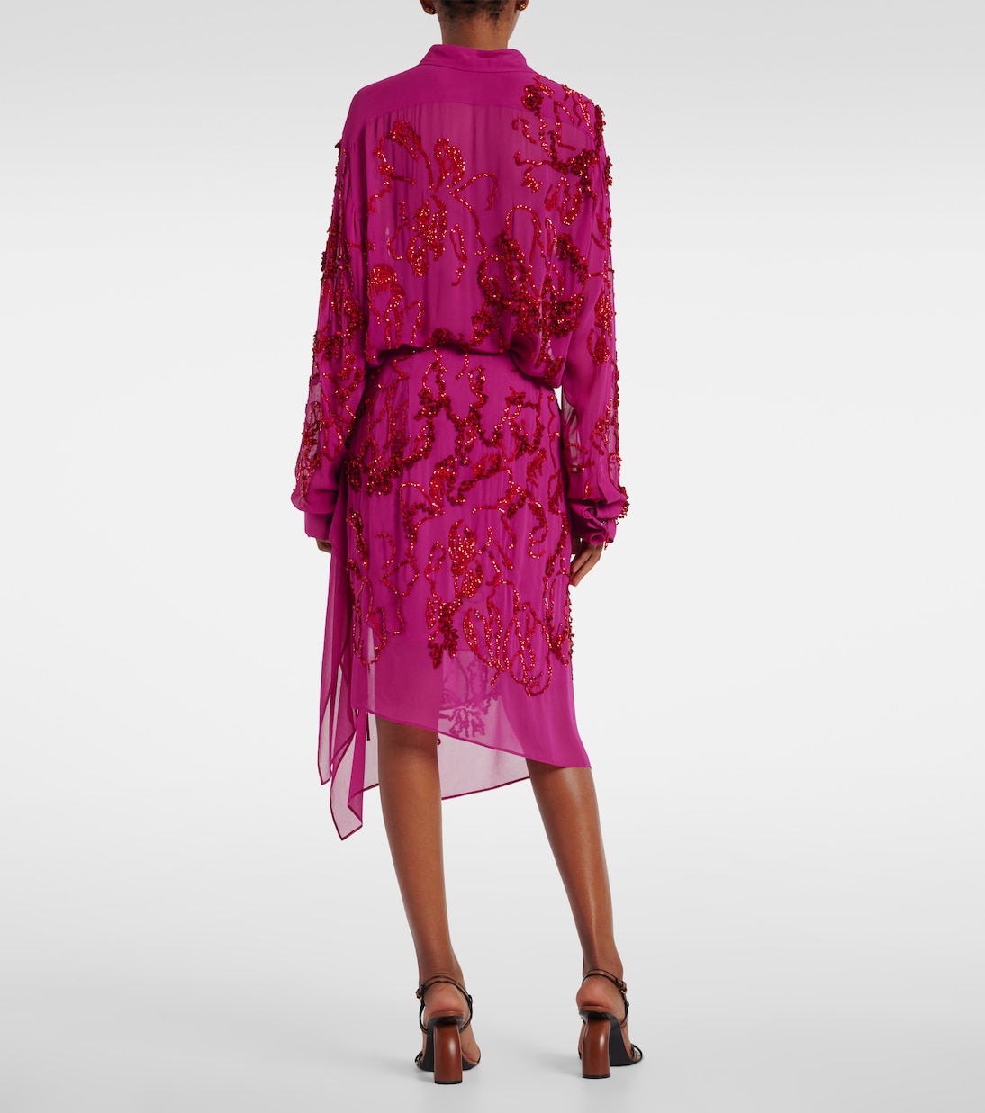 Sequined draped chiffon midi skirt | Dries Van Noten