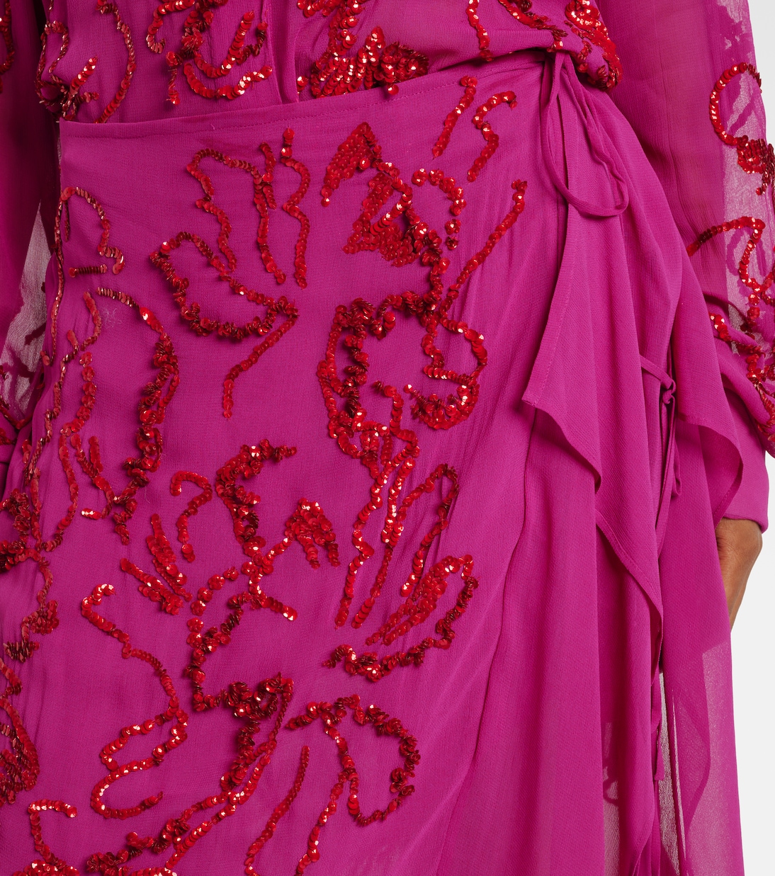 Sequined draped chiffon midi skirt | Dries Van Noten