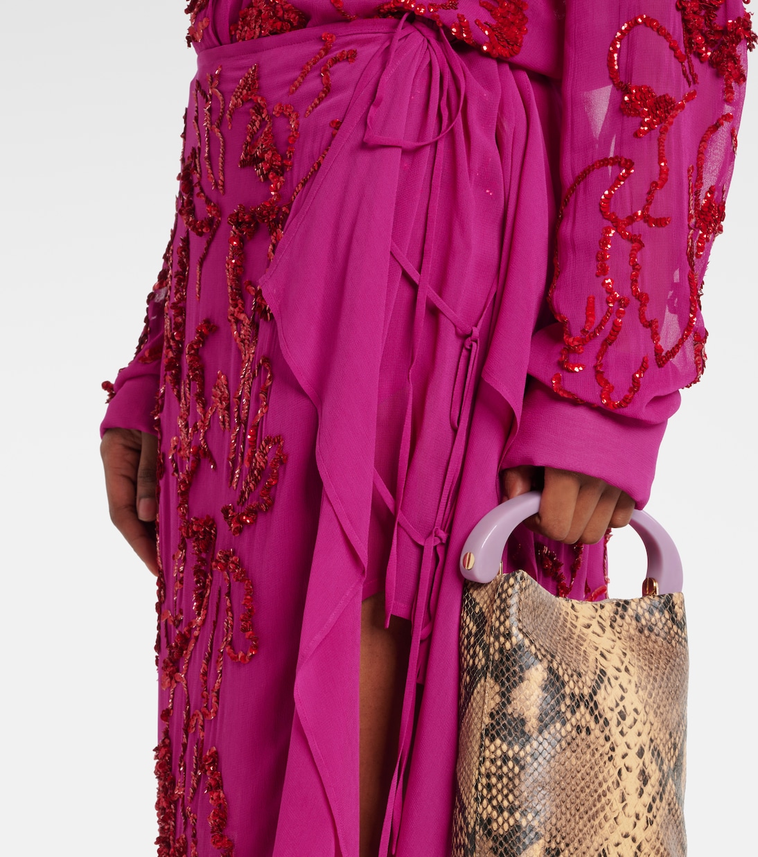 Sequined draped chiffon midi skirt | Dries Van Noten