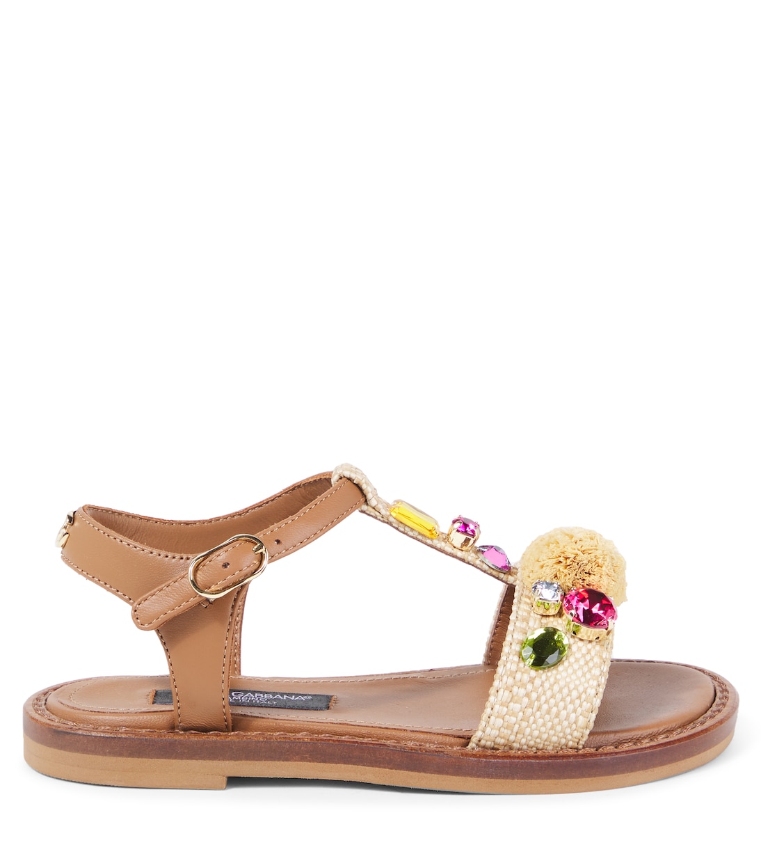Embellished raffia-effect sandals  | Dolce&Gabbana Kids